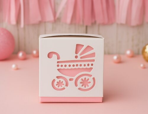 🍼 Caixa Lembrancinha Carrinho de Bebê – 6x6 cm