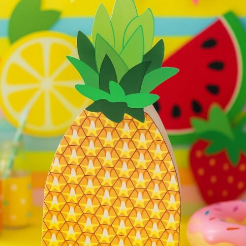Caixa Decorativa Abacaxi Tropical – Embalagem de Festa Frutal